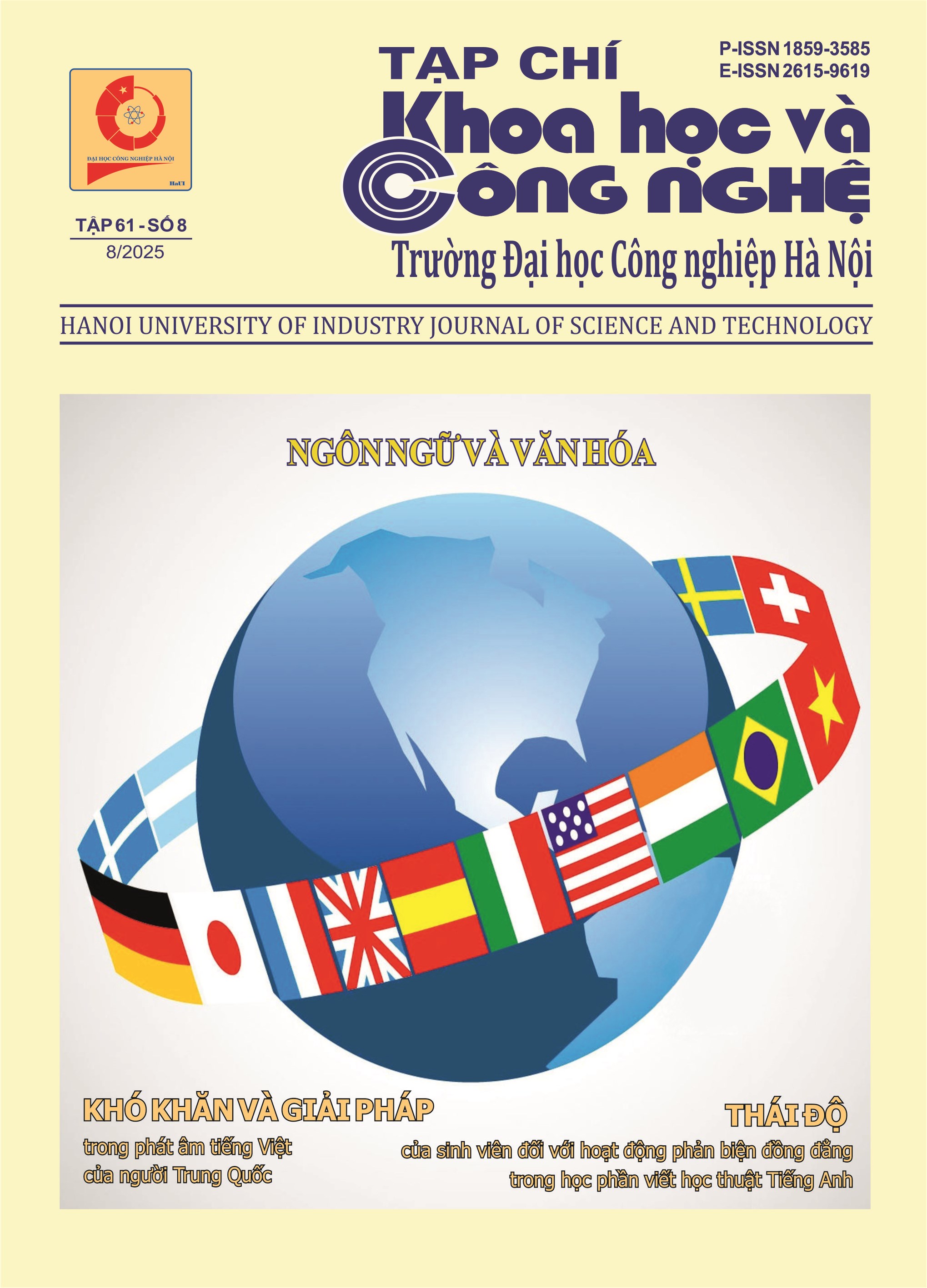 Tạp chí Khoa học và Công nghệ Trường Đại học Công nghiệp Hà Nội Tập 61 - Số 8 (8/2025) - Bản in