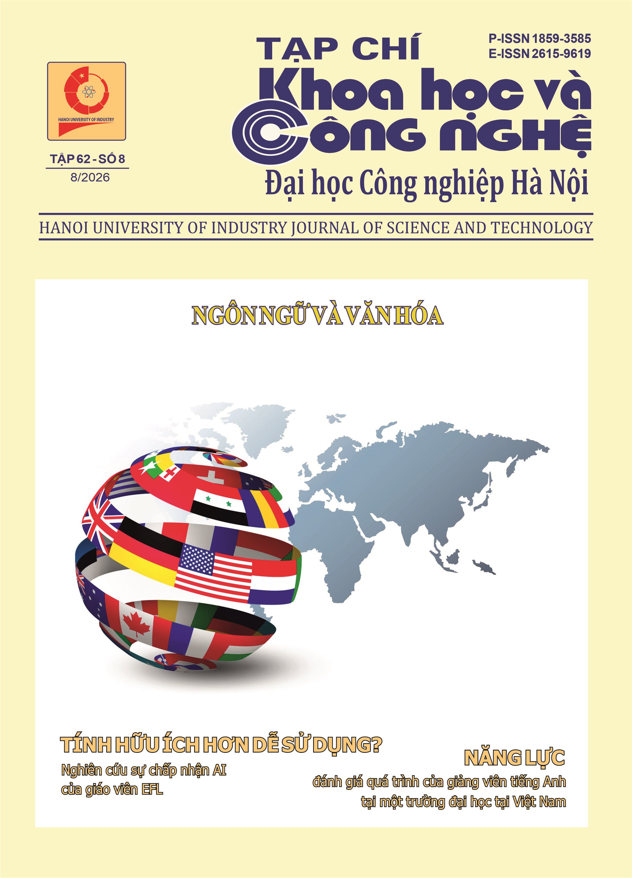 Tạp chí Khoa học và Công nghệ Trường Đại học Công nghiệp Hà Nội Tập 62 - Số 8 (8/2026) - Bản in